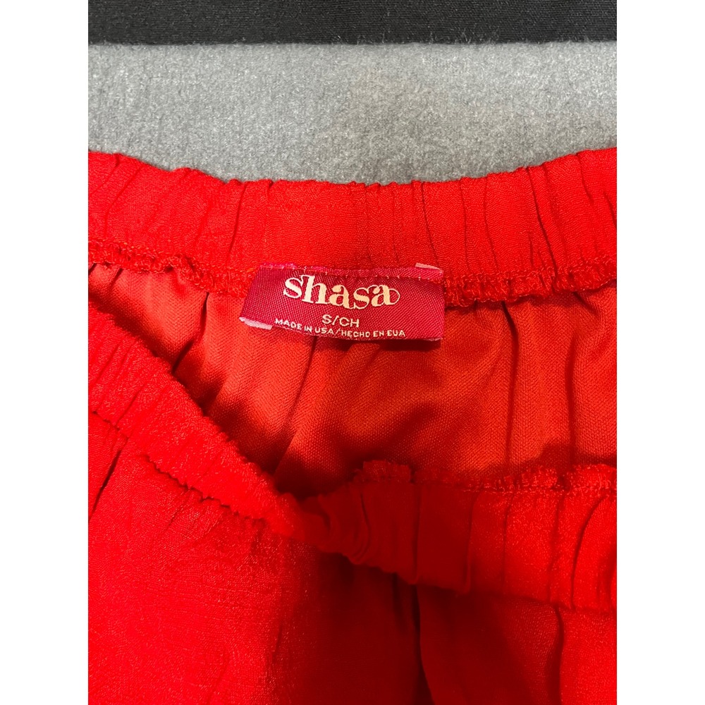 Shasa Red High Low Maxi Skirt Elastic Waist Flowy Asymmetrical Hem Small - Picture 6 of 12